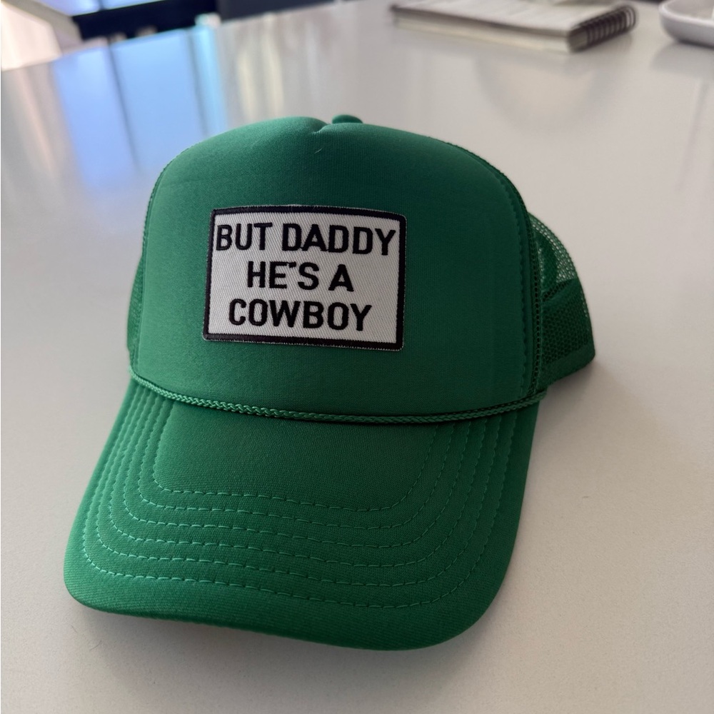 Green Trucker Hat with Cowboy Patch